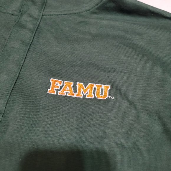 Champion FAMU Florida A&M Rattlers Pullover Snap Sweatshirt Dark Green Orange - Picture 2 of 9